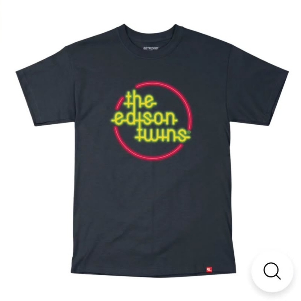 Retrokid x CBC The Edison Twins TV Series Logo Black Graphic Tee LIKE NEW L OOP